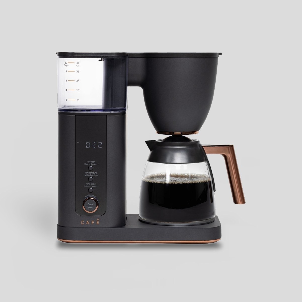 Café Appliances Specialty Drip coffee maker with glass carafe and copper trim (10 cup)