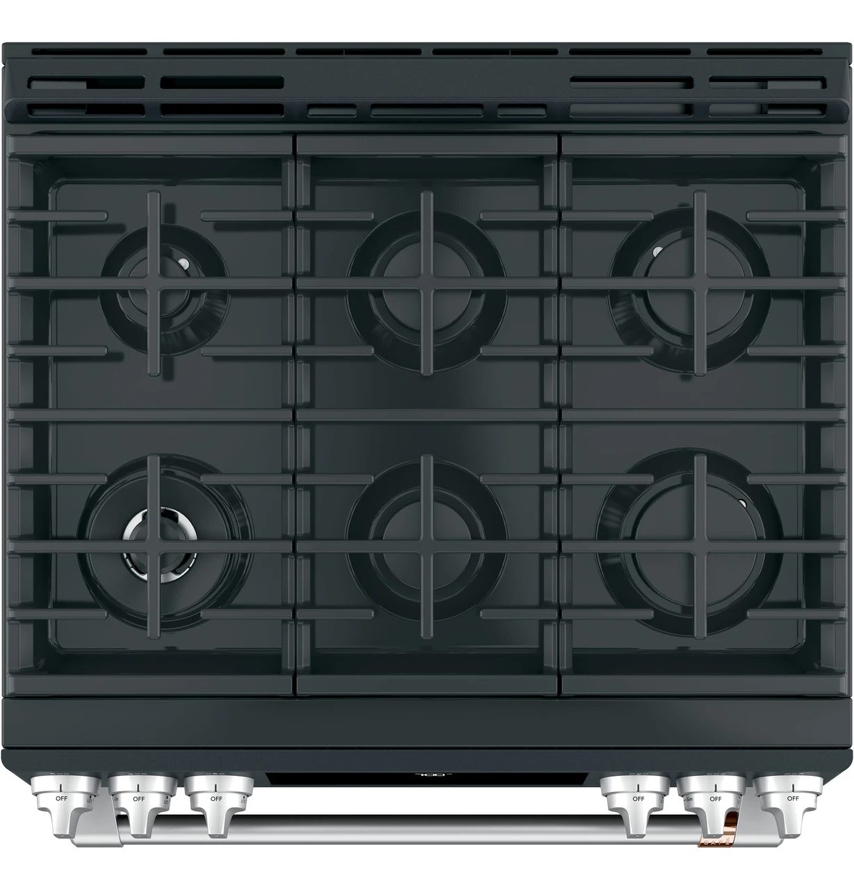 Six burners, edge to edge