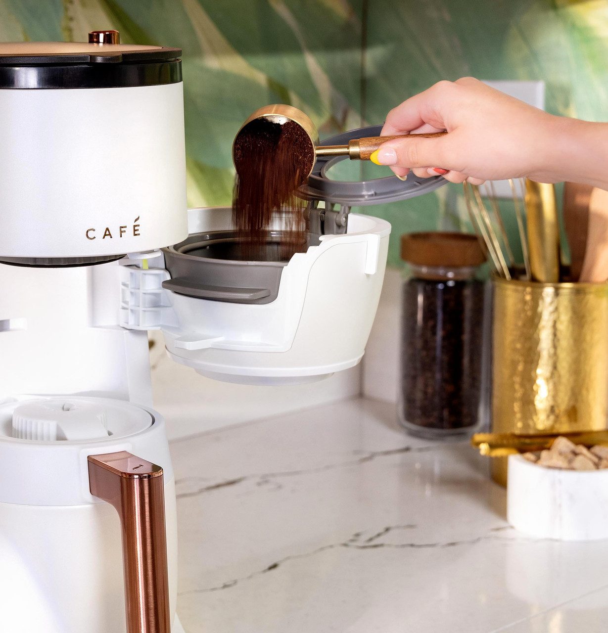 Café Appliances Specialty Grind and Brew coffee maker with thermal carafe in a kitchen