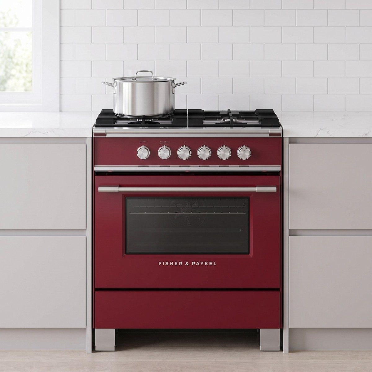 Fisher & Paykel Series 7 30 in. gas range in a kitchen