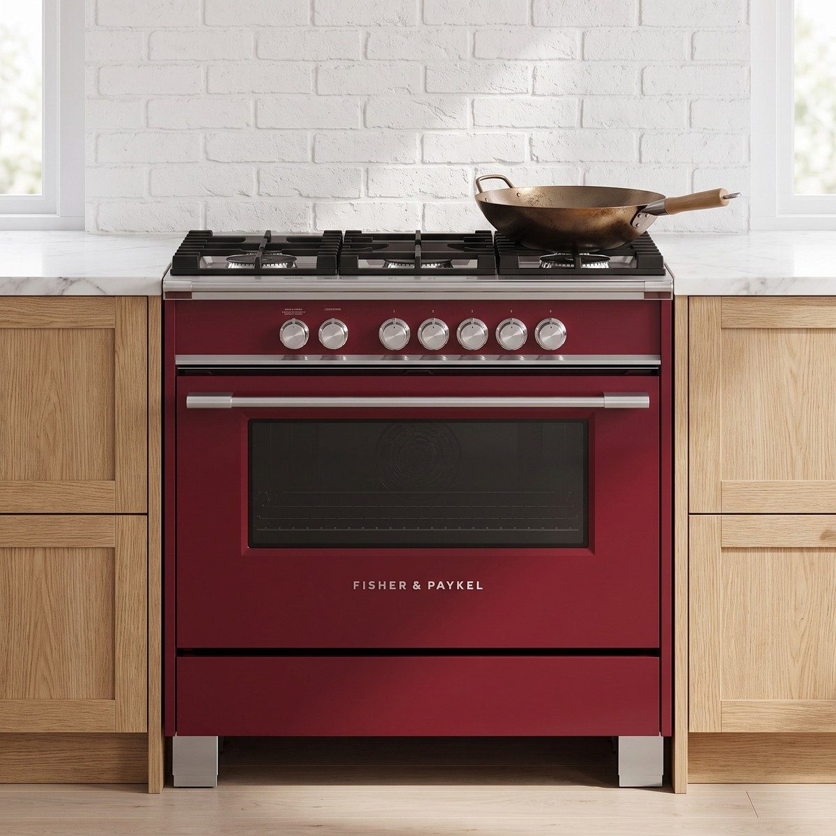 Fisher & Paykel Series 7 36 in. gas range in a kitchen