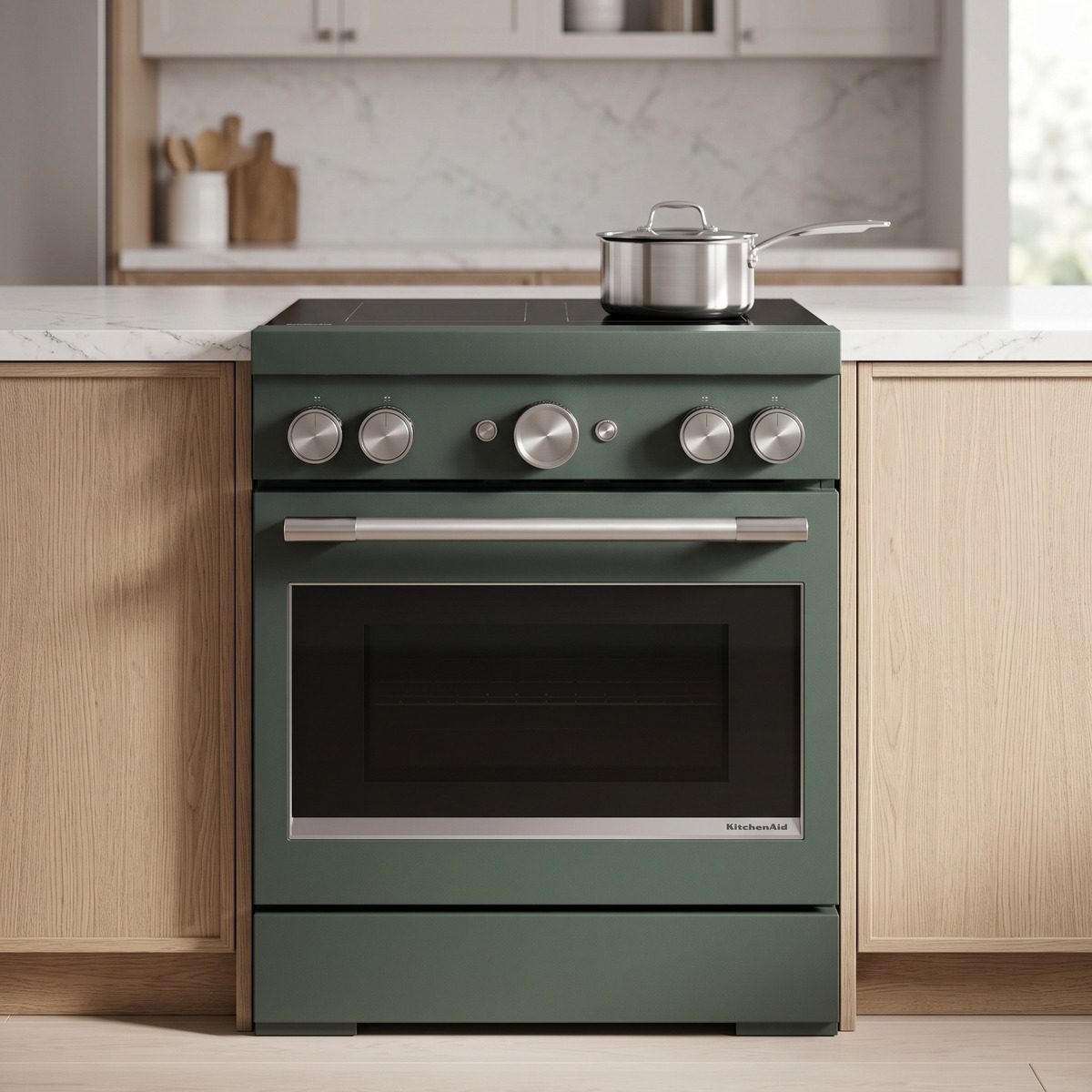 KitchenAid KFIS930 30 in. commercial-style induction range in a kitchen