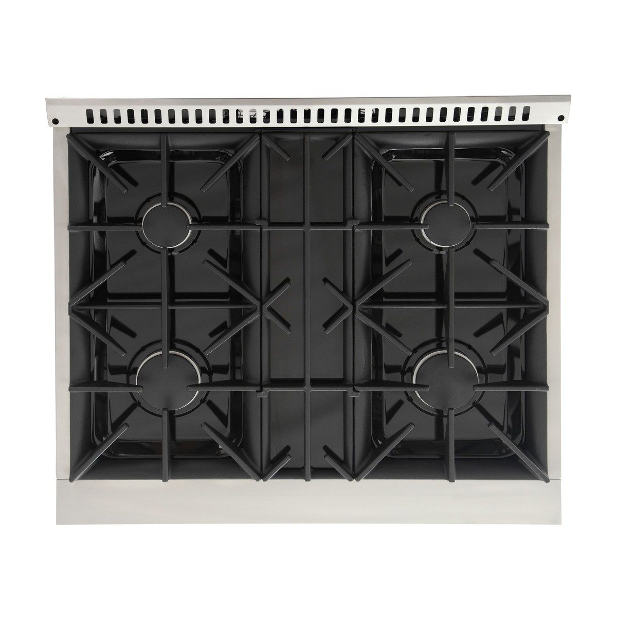 Four burners on cast iron