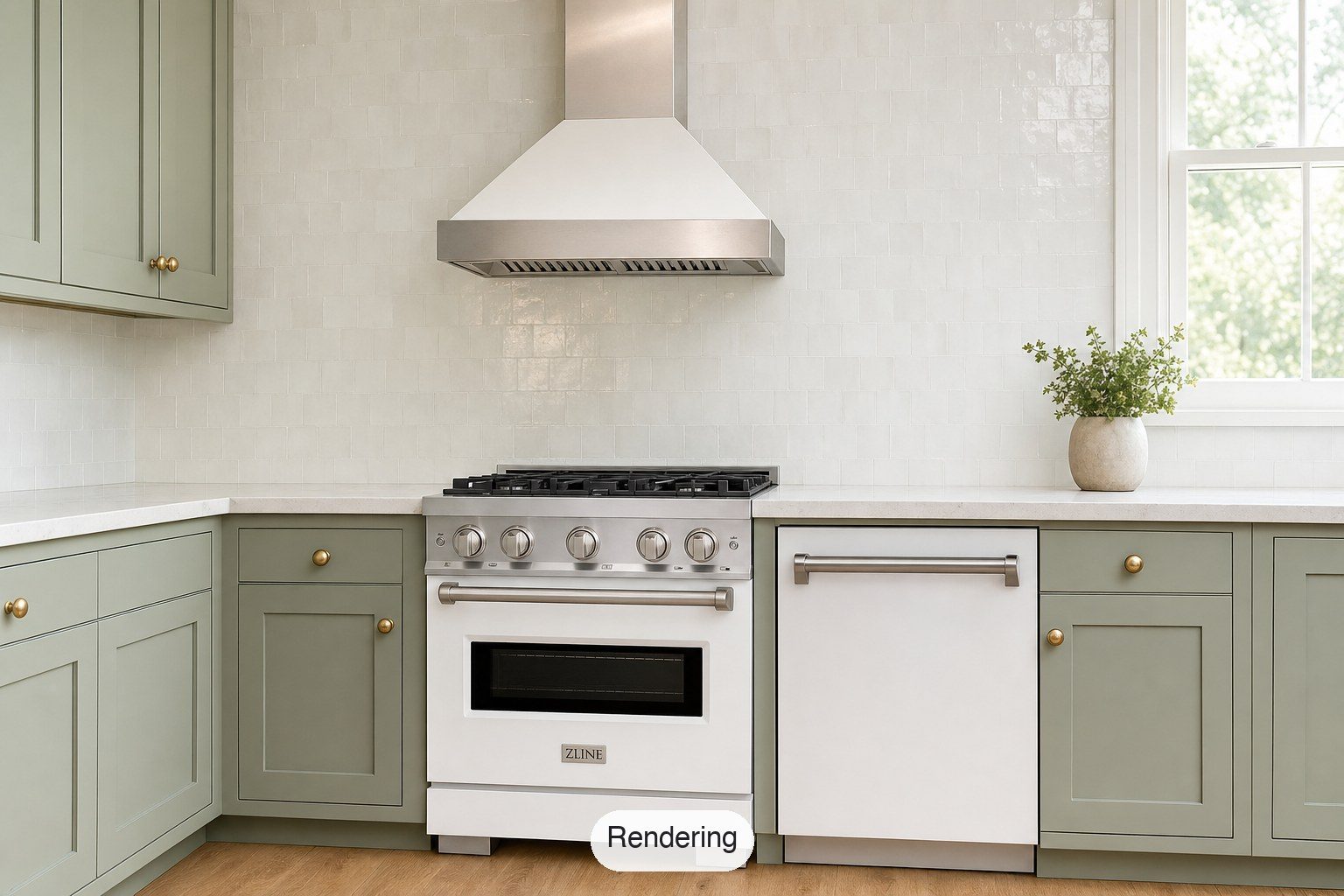 ZLINE Classic 30 in. dual-fuel range, White Matte in a room