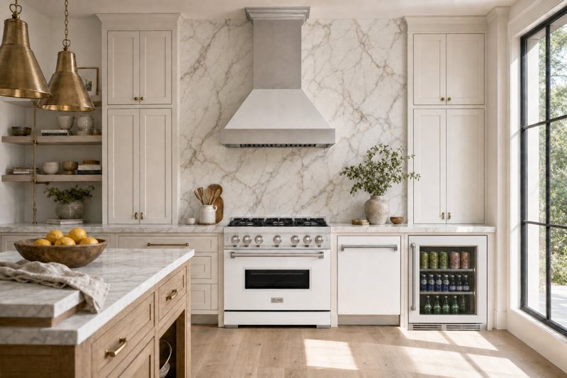 The White Matte collection with stainless hardware, a rendering